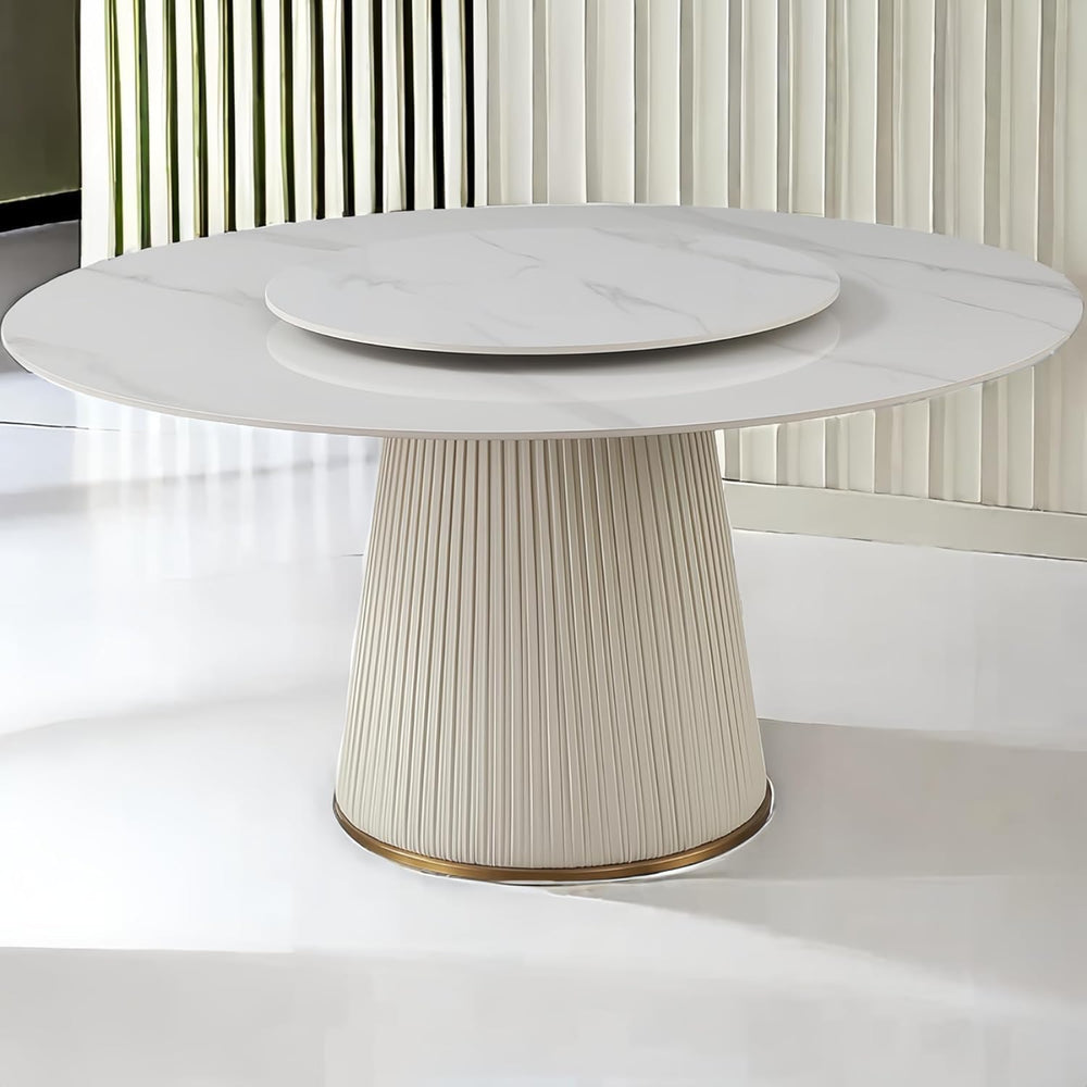 Round Marble Dining Table, Dining Table Faux Marble Stone Top Dining Room Set...