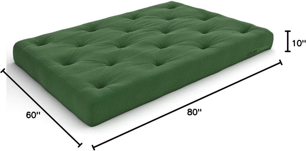 Nirvana Futons Extra Thick Premium 10-Inch Queen Futon Mattress, Hunter Green...
