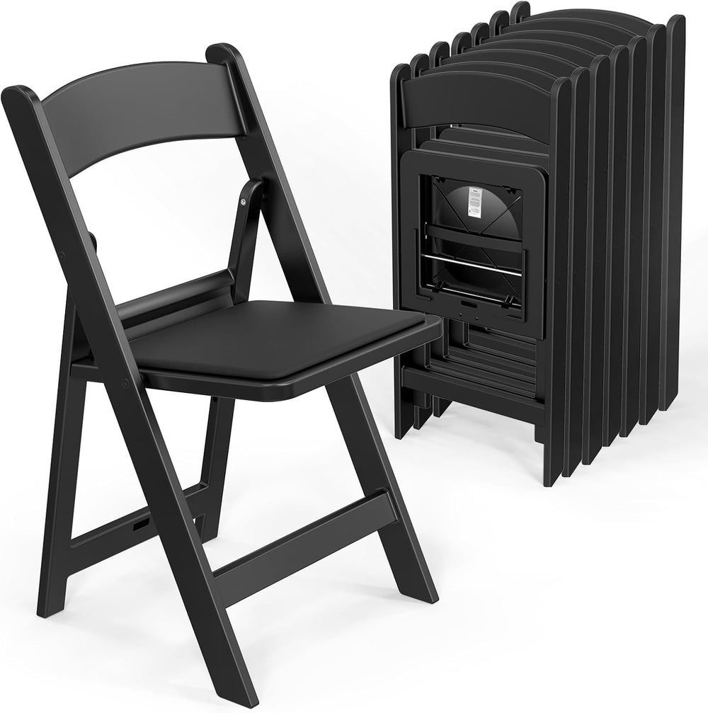 VINGLI Resin Folding Chairs with Cushion, Foldable Plastic Chair with Comfort...