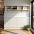 Prepac 60" Contemporary Wall Mounted Coat Rack, Coat Hooks Wall Mount with 4 Shelves, Ideal for Hallway or Entryway Storage Solution, 11.5"D x 60"W x 16.5"H, White
