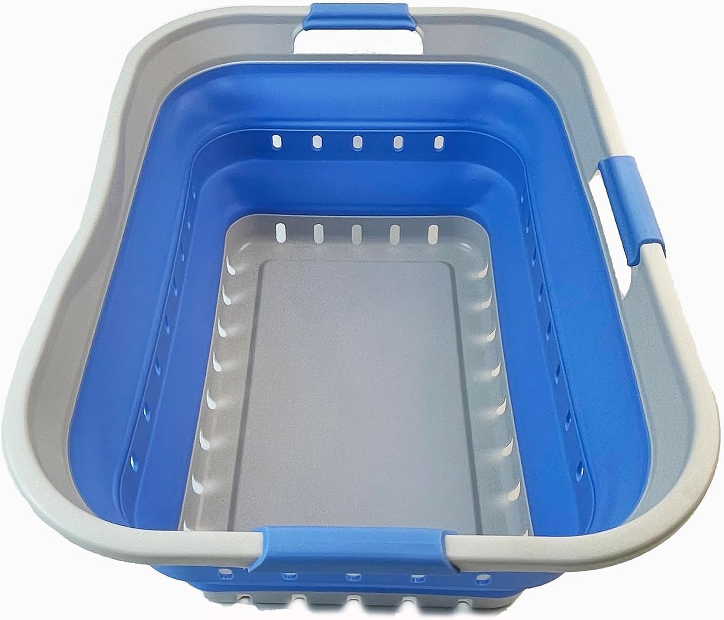 SAMMART 42L (11 gallon) Collapsible Plastic Laundry Basket - Foldable Pop Up Storage Container/Organizer - Space Saving Hamper/Basket (1, Grey/Little Boy Blue)