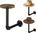 3PCS Cowboy Hat Rack Wall Mount, Wooden Western Rustic Metal Hanger, Wall Mounted Helmet Hanger for Multifunctional Display Hanger Stand for Cap Wig Hats, Fedora, Sun Hats