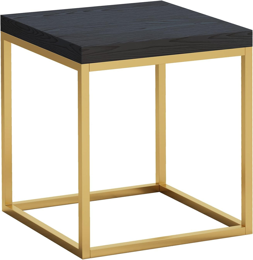 CENSI Modern Square End Table/Side Table, 18", Gold and Black | Extra Th...