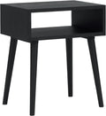 NTC Solid Oak Zoe Nightstand, Mid Century Modern Side Table Bedroom, Bedside Furniture, Night Stand, End Table, Easy Assembly - Burnt Black