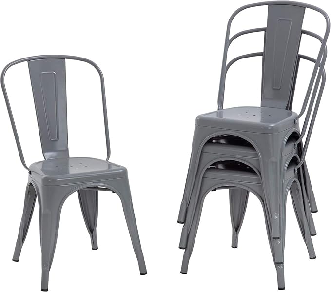 FDW Dining Chairs Set of 4 - Indoor/Outdoor, Metal, 18 Inch Seat Height, 330L...