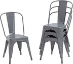 FDW Dining Chairs Set of 4 - Indoor/Outdoor, Metal, 18 Inch Seat Height, 330LBS Weight Capacity, Stackable, Restaurant & Bar Chairs