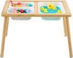 VEVOR Sensory Table for Toddlers, Wooden Kids Activity Table with Reversible Double-Sided Board, Storage Bins, and Non-Slip Feet, for Boys and Girls Playing Sand and Water, Drawing, Studying, Dining