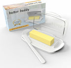 Butter Dish with Lid and Knife, Large Plastic Flip Top Butter Dishes Clear Hinged Lid, Easy Scooping Non-Slip Bottom