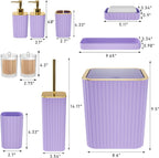 Bathroom Accessories Set - Gorgeous Bathroom Set, 10PC Purple Bathroom Accessory Set, Toilet Brush, Trash Can & Soap Dispenser