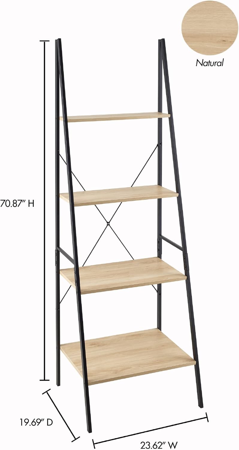 ClosetMaid 1312 4-Tier Wood Ladder Shelf Bookcase, Natural