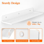 Lifewit Floating Shelves for Wall, 4 Pack White Acrylic Shelf 15" Room Decor for Bookcase/Vinyl Record Display/Photo/Picture in Bedroom, Living Room, Bathroom, Kitchen Storage and Organization