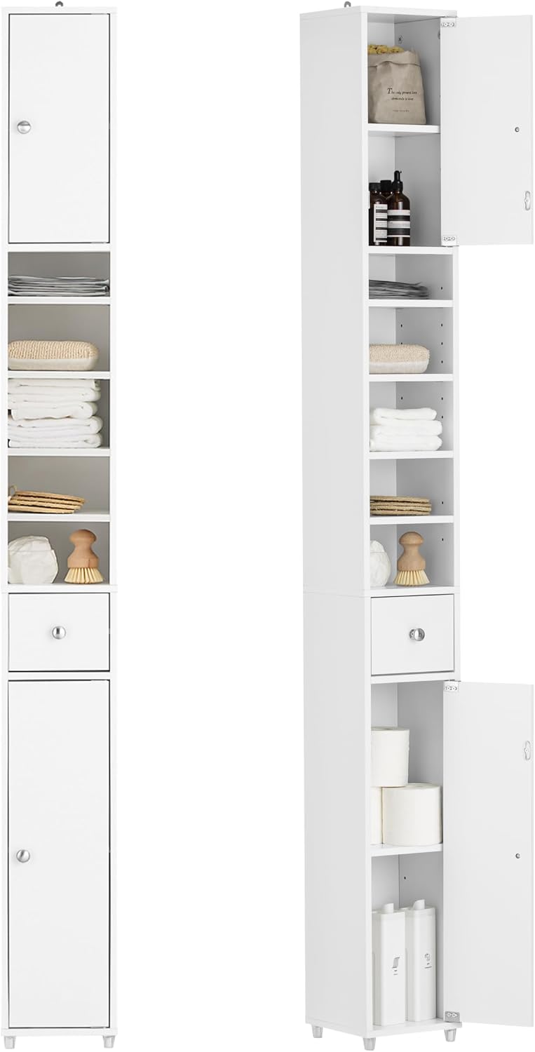 Haotian Narrow Bathroom Storage Cabinet, Tall Slim Cabinet with Adjustable Sh...