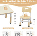 GAOMON Kids Table and 2 Chairs Set with Graffiti Desktop, Height Adjustable Toddler Table and Chairs Set for Reading, Drawing, Playing, Eating