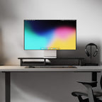 Raico Desk Cockpit Shelf Monitor Stand System Dual Screen Setup Wood Large Desk Accessory Organizer Unit (Black Wood, Medium | 36 Inches)