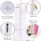HANGERWORLD 72inch Breathable Wedding Gown Long Dress Hanging Garment Bag for Closet Storage (White)