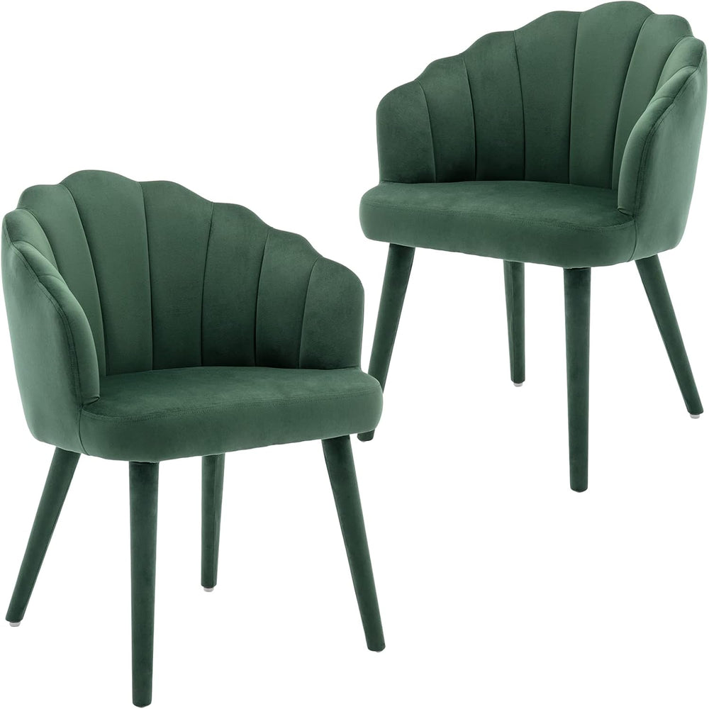 Velvet Dining Chairs Set of 2 Modern Living Room Chairs with Petal Back &...