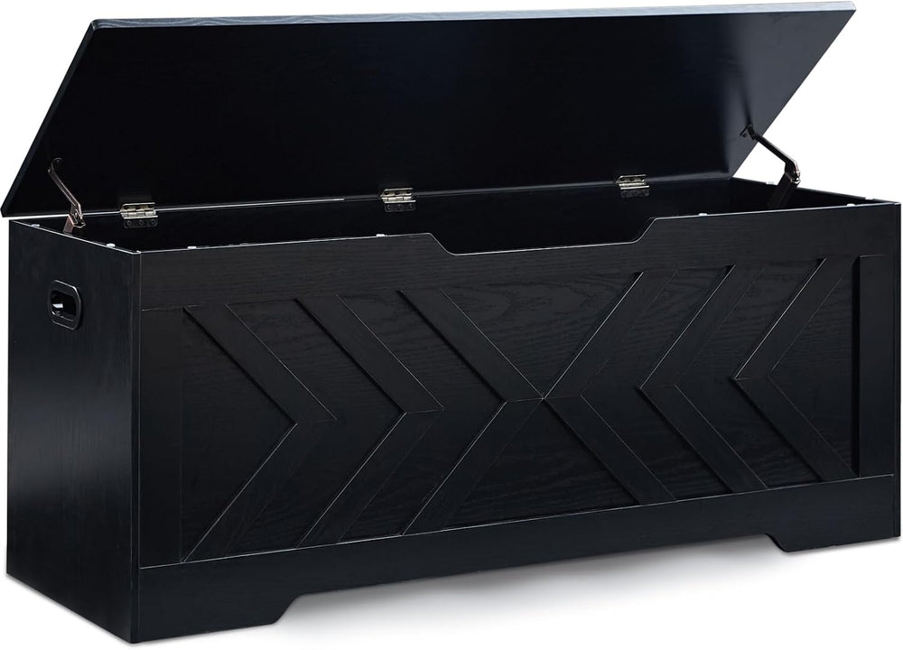 47.2” Storage Bench,Extra Large Wooden Storage Chest with 2 Safety Hinges,ent...