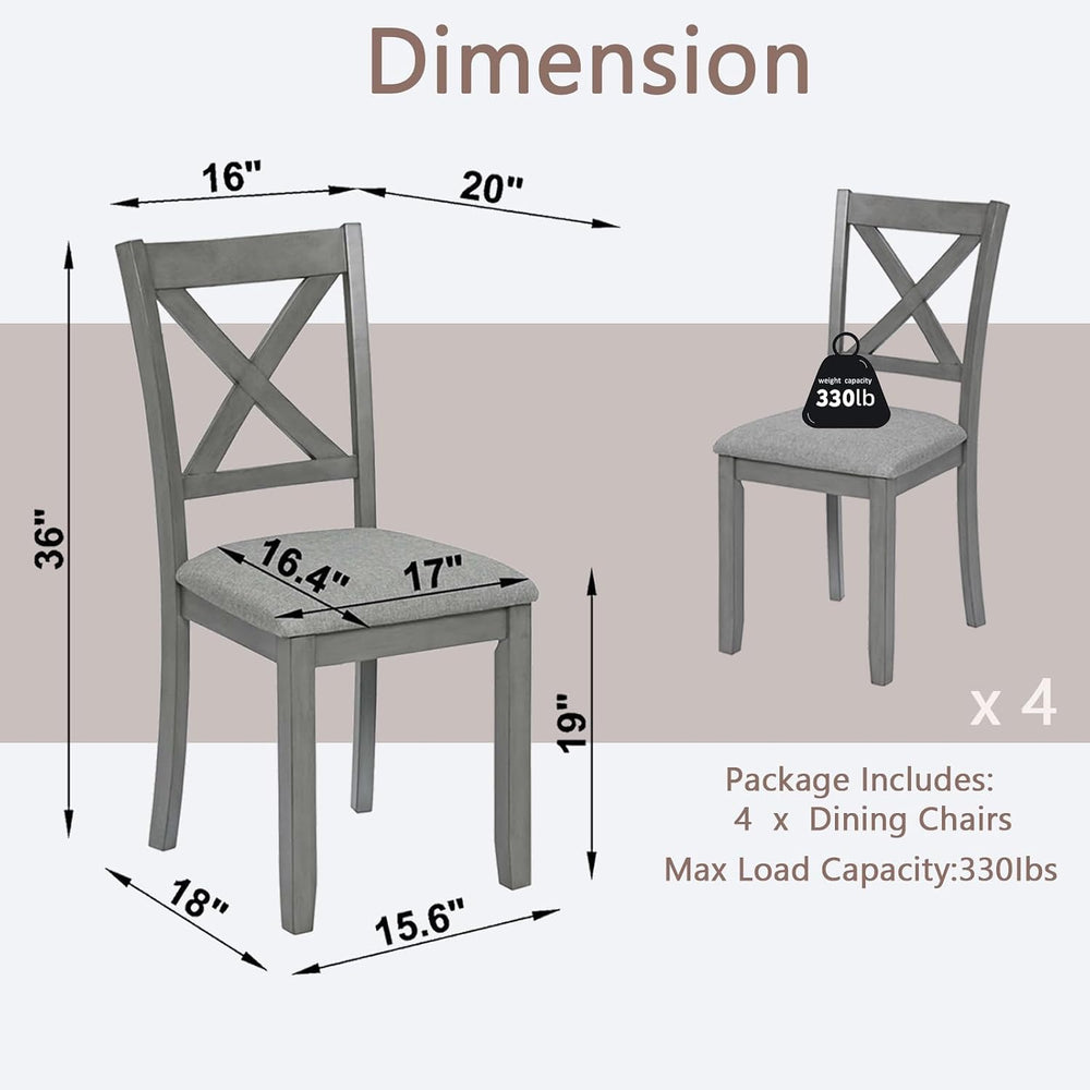 Ball & Cast Wood Frame Dining Chairs Set of 4, Modern Linen Upholstered K...
