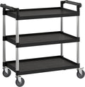 Black Utility/Bussing Cart with Three Shelves - 42" x 20"