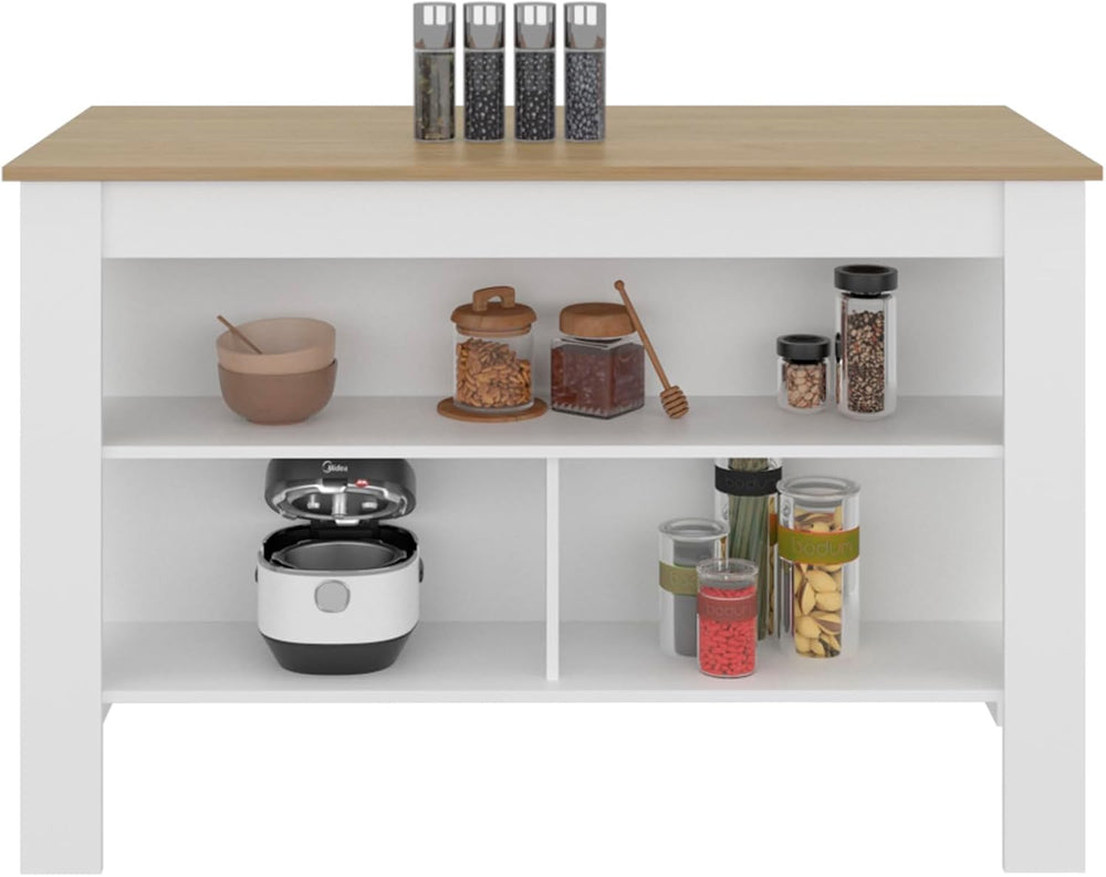 Kitchen Island with Open Storage Shelves for Home Organization | Space-saving...