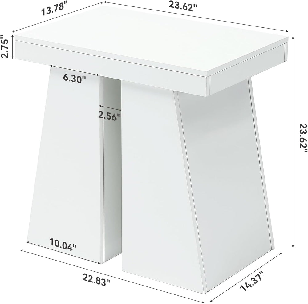 LITTLE TREE End Table for Couch, 24" Large Wooden End Table with Trapezo...