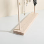 GemeShou Large necklace hanger shelf with 17 copper bars, Wooden jewelry storage organizer rack for hanger necklace bracelet, necklace display stand for boutique store【Marple】