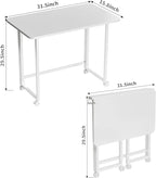 Folding Desk,Not Require Assembly,Small Foldable Desk 31.5" for Small Spaces,Space Saving Computer Table Writing Workstation for Home Office,White