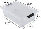 Saedy 20 L Clear Under Bed Storage Bins with Lids, 4 Pack Wheeled Underbed Storage Containers Boxes
