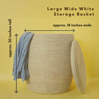 Storage & Organization, Decorative Wicker Baskets for your Home, Laundry Hamper, Baby Nursery Toys Bin, Living Room Blankets Storage, Towels Holder, Wicker, Woven, Lid, Wide, White (Large)