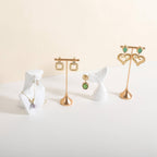 GemeShou Single Gold Earring T bar Stand, Metal earring display holder for show, Small jewelry studs hanger for Online store Photo Shoot【Gold-Cone Base Height 5"】