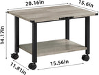 Lerliuo Under Desk Printer Stand, 2-Tier Industrial Mobile Printer Table with Storage Shelf and Steel Frame, Rolling Printer Cart Holder with Lockable Wheels for Home, Office (Grey)