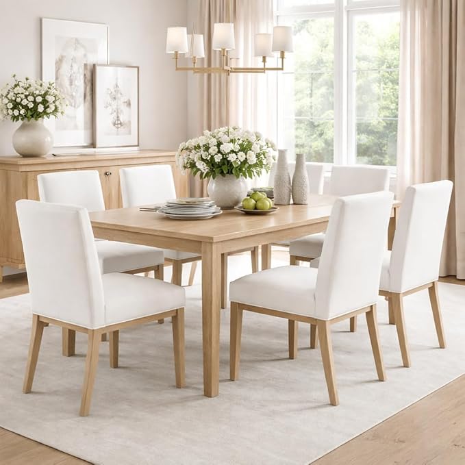 HomePop Kolbe Upholstered Dining Chair - Stain-Resistant Woven Fabric, 19.5" Seat Height, Ideal for 29-31 Inch Tables (Single Pack)