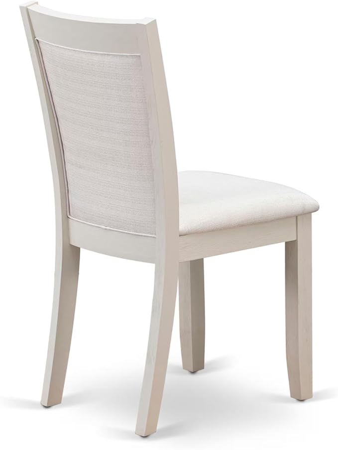 East West Furniture V097MZ001-6 6 Piece Dining Table Set Contains a Rectangle Dining Room Table with V-Legs and 4 Cream Linen Fabric Parson Chairs with a Bench, 40x72 Inch, Multi-Color
