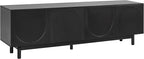Ball & Cast Modern TV Stand with Arch Cabinets for TVs up to 78", Minimalist Entertainment Center w/Solid Wood Legs and Adjustable Shelves, Media Console for Living Room,Black