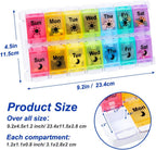 HRX Package Medicine Pill Boxes 7 Day AM/PM, Easy Fill & Open Medication Organizer Vitamin Reminder Holder Day and Night