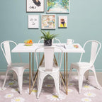 FDW | Set of 4 Metal Dining Chairs | Cream | Stackable Tolix Side Chairs with Backrest | Scratch-Resistant | Non-Slip Feet | Indoor/Outdoor Use | 330 lbs Capacity | Ideal for Kitchen & Restaurant
