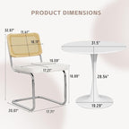 SoarFlash Kitchen Table and Chairs for 2, 31.5" Dining Table Set for 2 with Velvet Upholstered Chairs, 3 Piece Round Kitchen Table Set, Dining Room Table Set for Small Space, Apartment, Beige/White