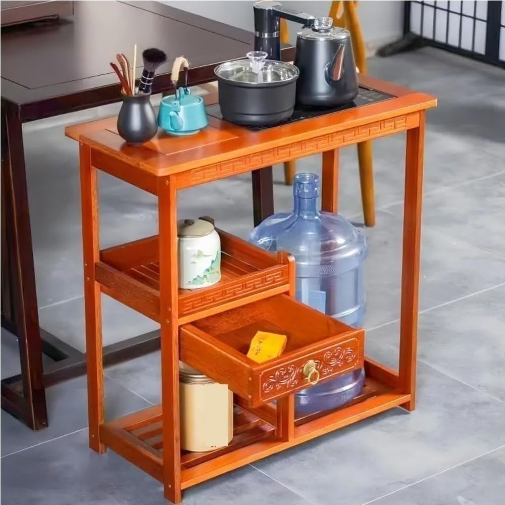 PedyrEda 2-in-1 Multi-Purpose Rolling Cart, Vintage Side Table with Wheels, S...