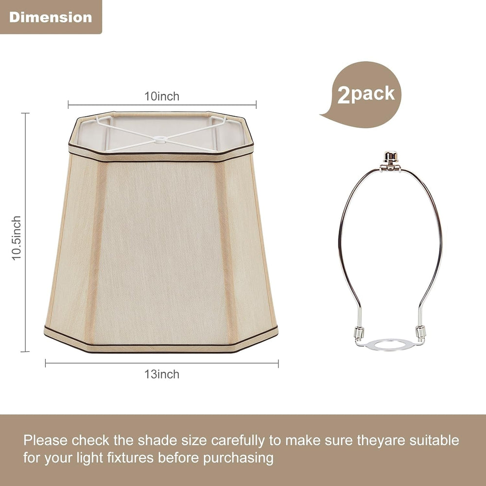 2-Pack Brown Rectangular Lampshades, 10.5 x 10 x 13 Inches