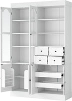 47.2x15.7x75 Inches Tall Kitchen Pantry Cabinet, Freestanding Sideboard Buffet Cabinet with Hutch, 4 Drawers, Door Shelves, and Pull-out Trays, Pantry Cupboard for Dining room, Living Room, White
