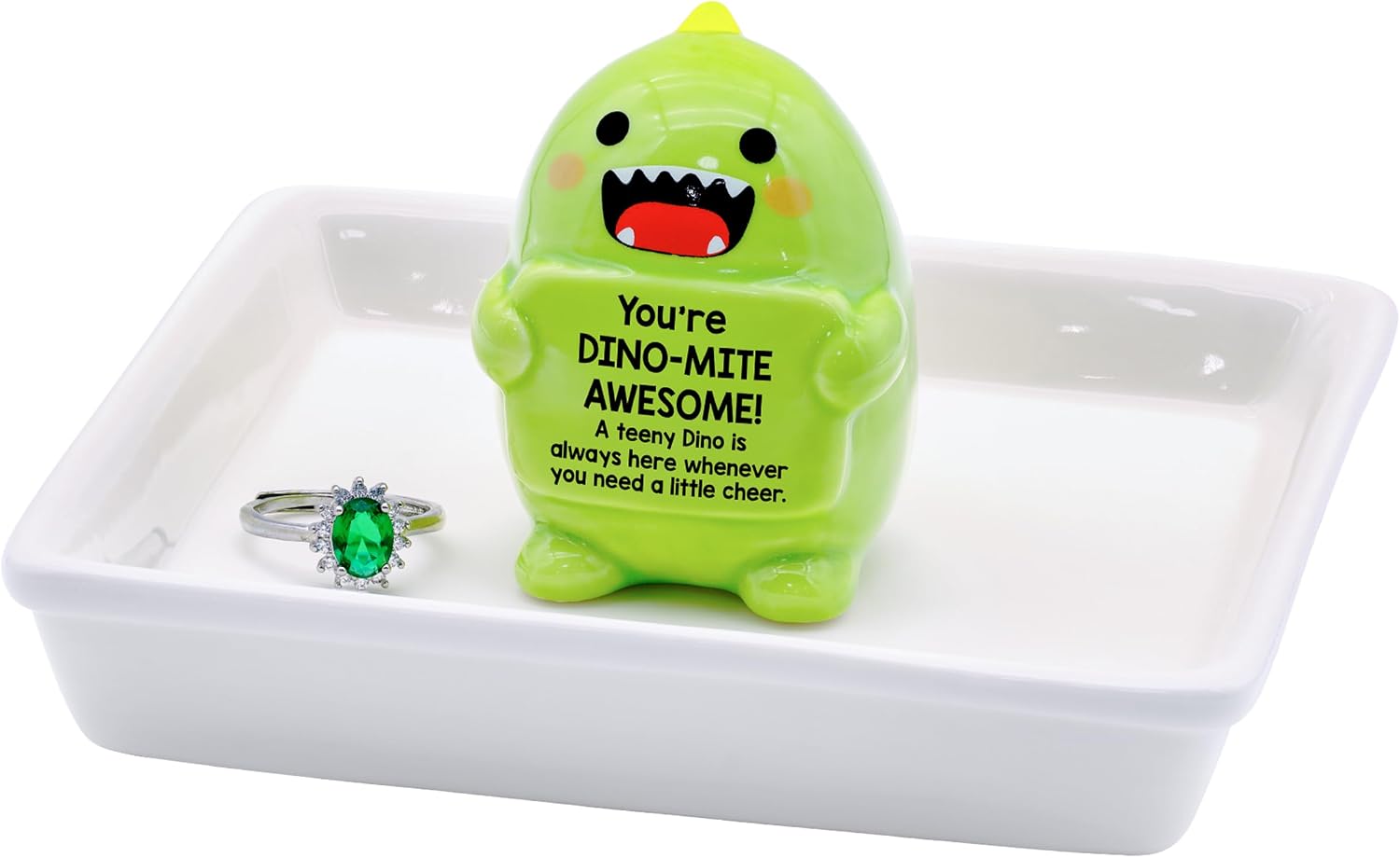 PUDDING CABIN Funny Birthday Gifts for Women Dinosaur Ring Holder Dish for Rings Earrings Necklace Bracelets Jewelry Organizer Cute Room Decor, Mothers Day Gift for Mom Friendship Christams