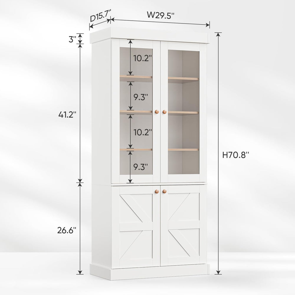 ivaniti 71" Tall Farmhouse Kitchen Pantry, Rustic Large Storage Cabinet ...