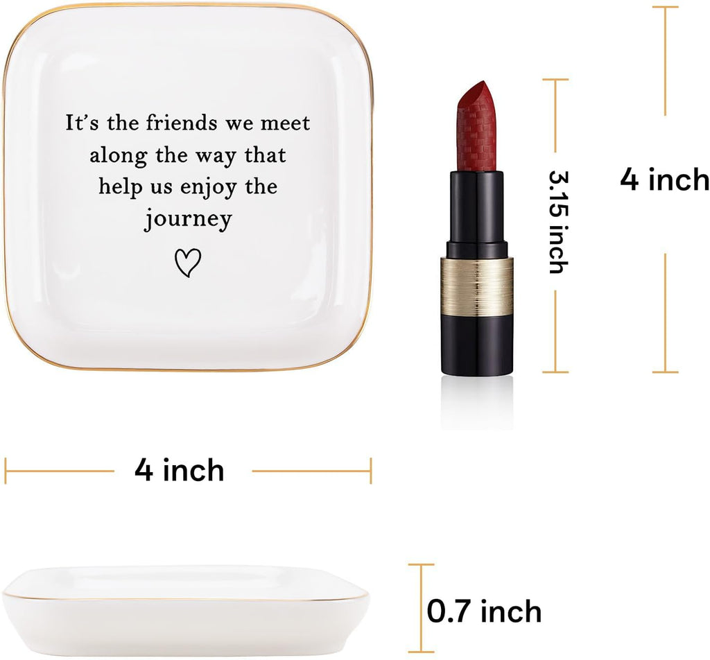 Best Friend Birthday Friendship Gifts for Women Jewelry Tray, Friendship Graduation Christmas Retirement Farewell Gifts for Best Friend BFF Coworkers Jewelry Ring Tray Dish