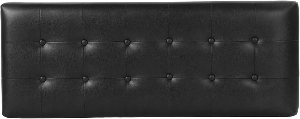 Spatial Order 46" Tufted Storage Bench - Black Faux Leather
