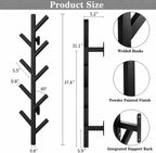 Vlush Wall Mounted Metal Coat Rack with 9 Hooks Modern Minimalist & Upright Coat Rack for Hanging Clothes, Hats, Hanging Bags and Scarves Entrance Wall Iron Coat Racks (Black)