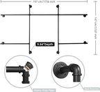 Industrial Pipe Clothes Rack Wall Mounted Clothing Rack,Heavy Duty Iron Pipe Garment Rods,Detachable Multi-Purpose Clothing Hanging Rod/Garment Bar, Black