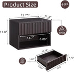 Floating Nightstand with Fluted Drawer - Modern Wall Mounted Bedside Table with Open Storage Shelf, Small Night Stand TV Stand for Bedroom(Espresso)
