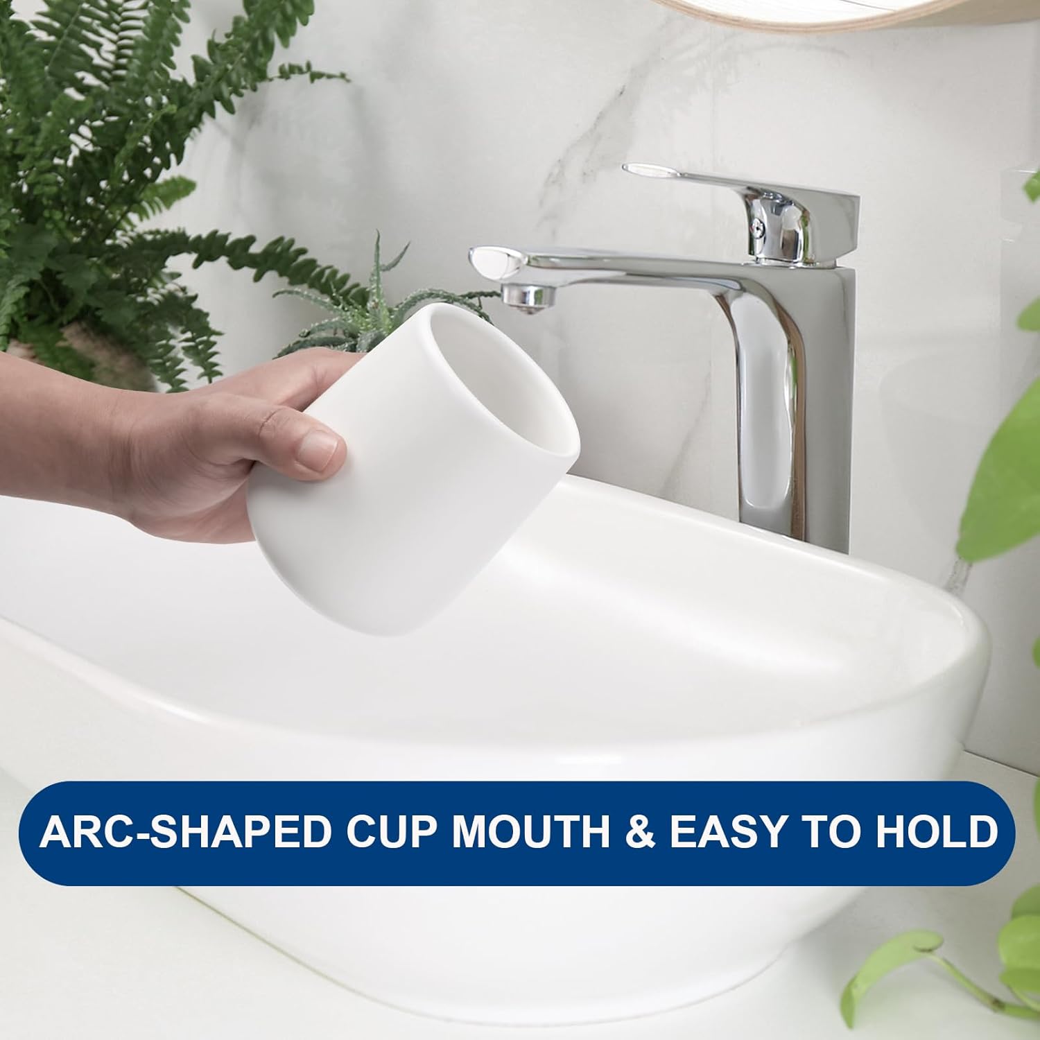 Bathroom Tumbler Cup Ceramic 13.5oz Reusable Toothbrush Cup 400ml, Toothbrush Holder Adequate for Your Bathroom (White)
