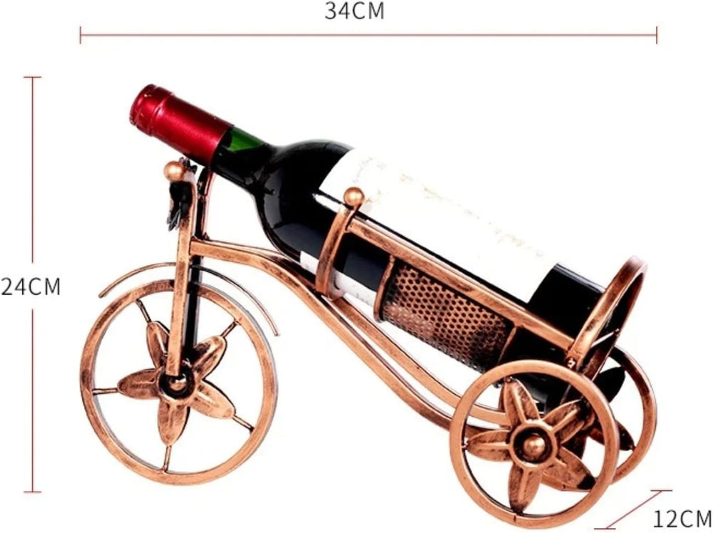 Metal Wine Rack, Tricycle Shaped Small Wine Bottle Holder | Welded Iron Frame...