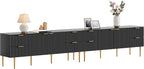 SICOTAS TV Stand for 55/60/65/70 Inch TV - 62 Inch TV Stands for Living Room Entertainment Center with 4 Drawers, Fluted Modern TV Media Console Television Cabinet for Bedroom(Black, 2 Pieces)